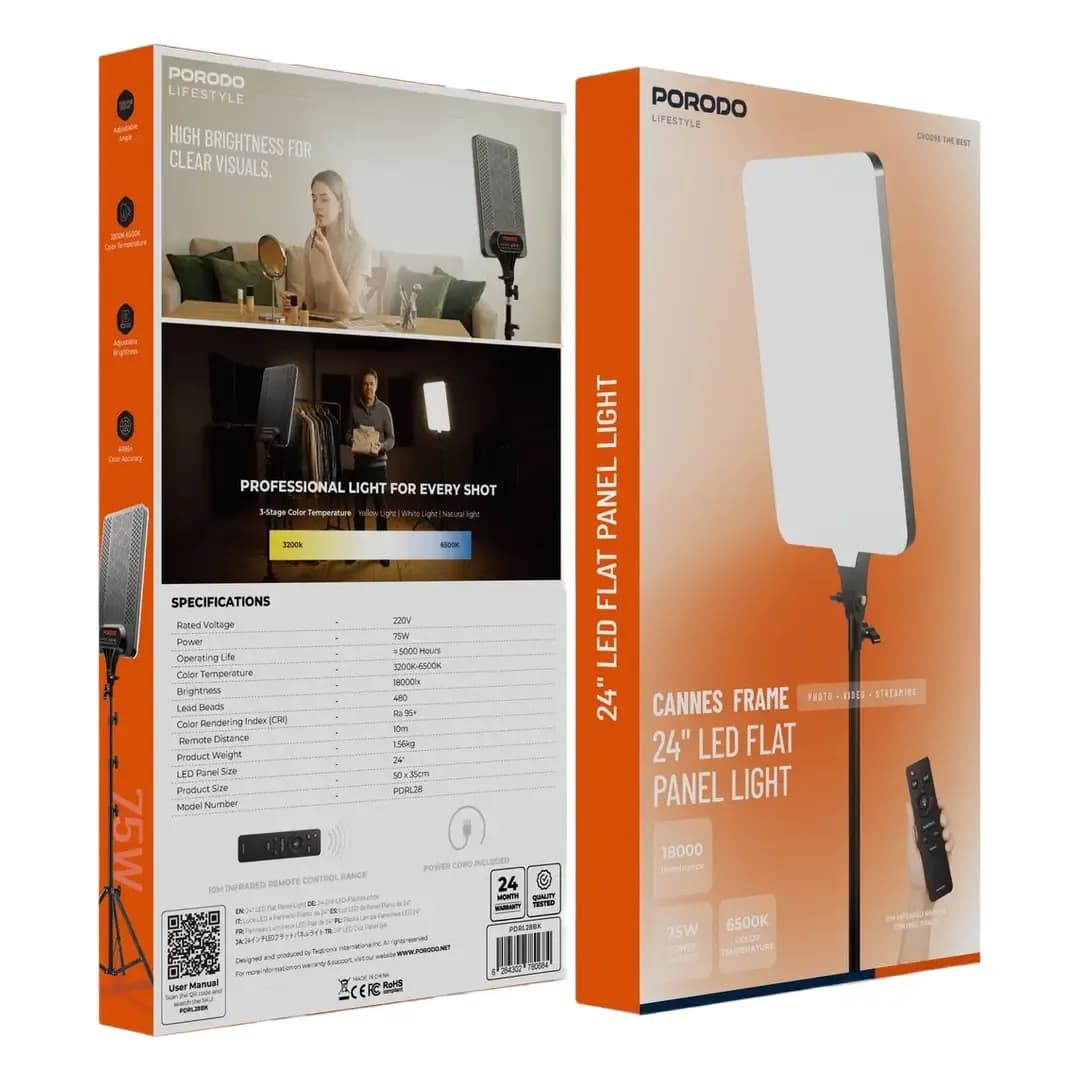 پنل نور LED پرودو Porodo Cannes Frame 24 اینچ – 75 وات — تصویر ۲
