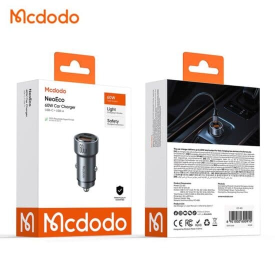 شارژر فندکی 60 وات مک دودو Mcdodo CC-8210 با پورت USB-C و USB-A — تصویر ۲