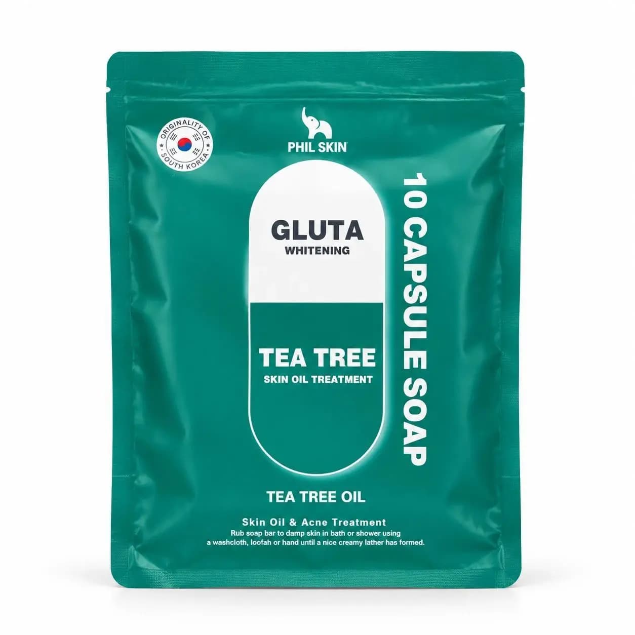 صابون کپسولی فیل اسکین مدل چای سبز (Feel Skin Tea Tree Oil + Gluta) با روغن درخت چای و گلوتاتیون