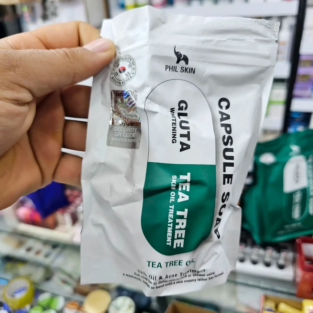 صابون کپسولی فیل اسکین مدل چای سبز (Feel Skin Tea Tree Oil + Gluta) با روغن درخت چای و گلوتاتیون — تصویر ۲