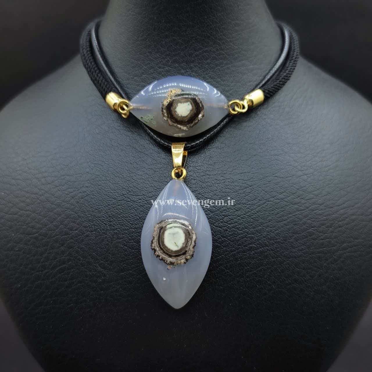 نیم ست زنانه سنگ عقیق باباقوری (کدB891) — تصویر ۲