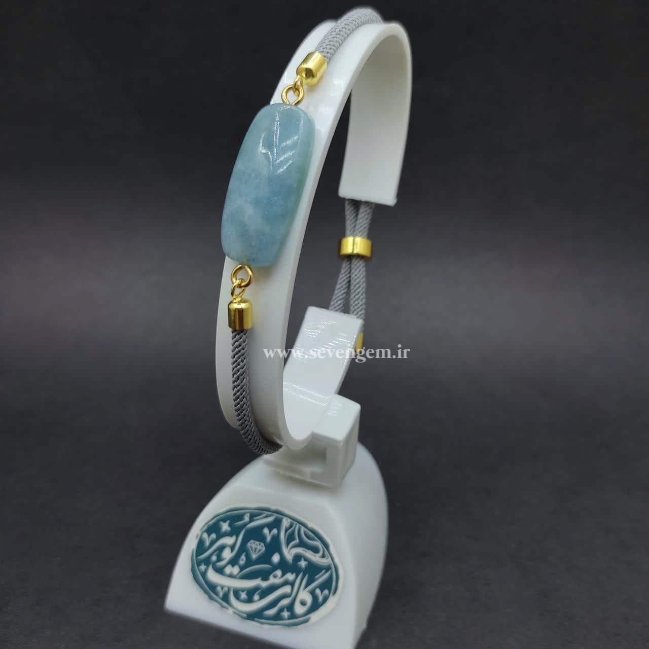 دستبند زنانه سنگ آکوآمارین آفریقایی (کدB880) — تصویر ۲