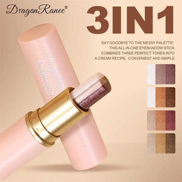 سایه چشم استیکی دراگون Dragon Ranee سه رنگ با ماندگاری بالا (Dragon Ranee 3-Color Eyeshadow Stick – Long Lasting) — تصویر ۲