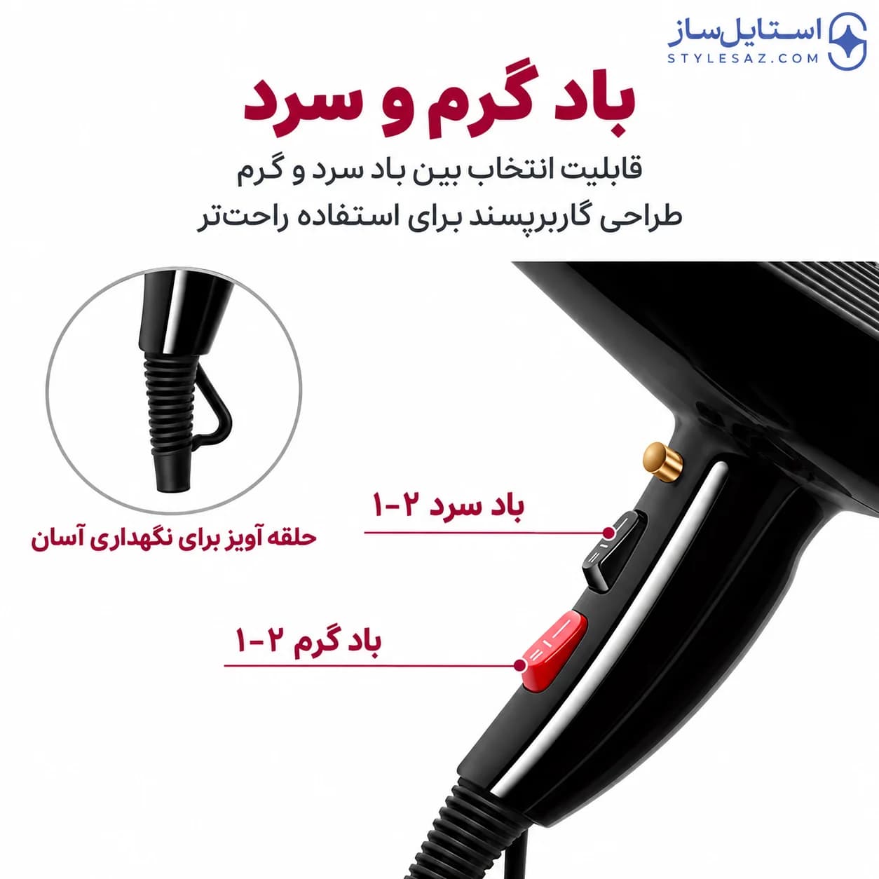سشوار حرفه‌ای سوکانی مدل SK-2214 توان ۲۶۰۰ وات — تصویر ۲