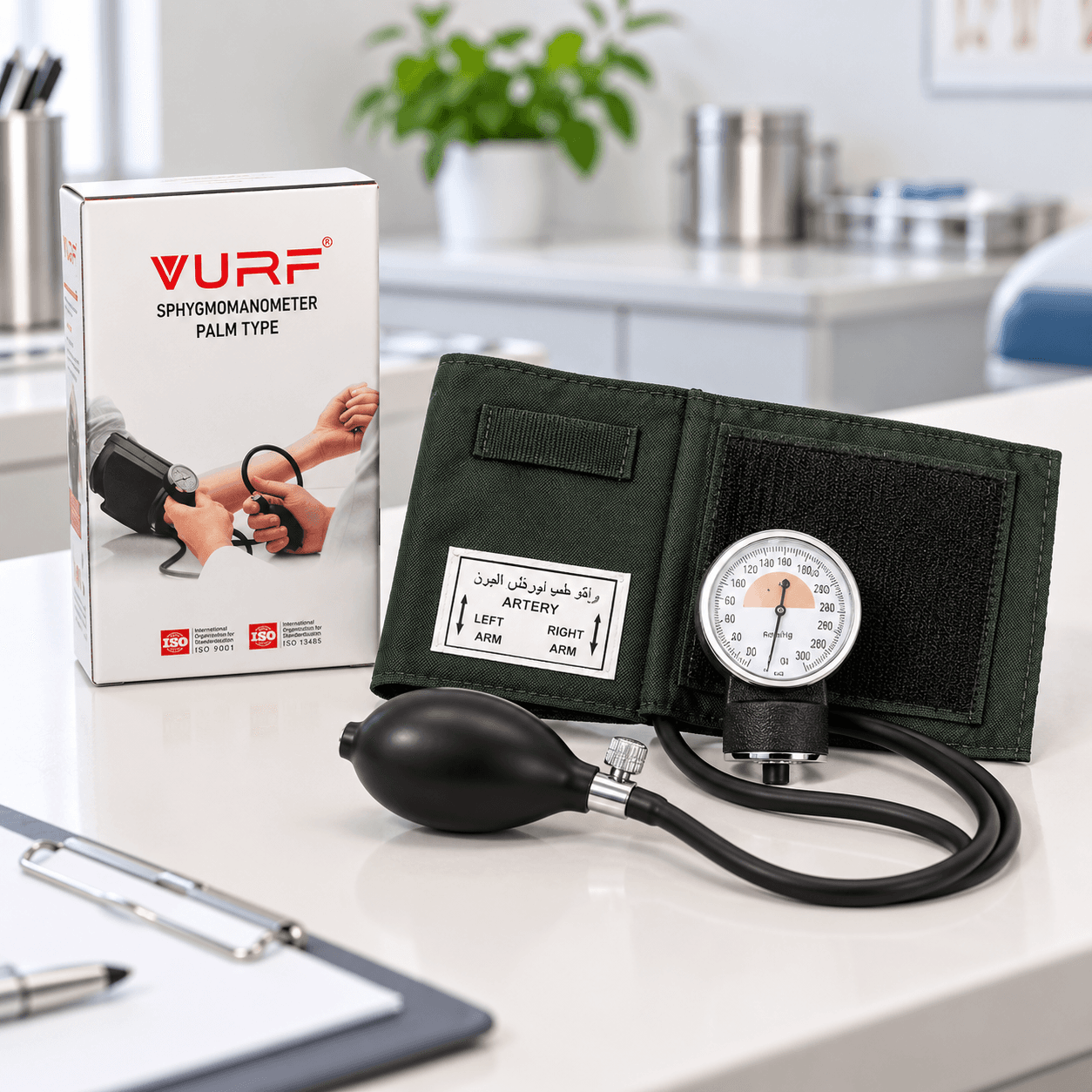 فشارسنج عقربه‌ای بزرگسال ورف VURF مدل تتا با کاف لاتکس سبز