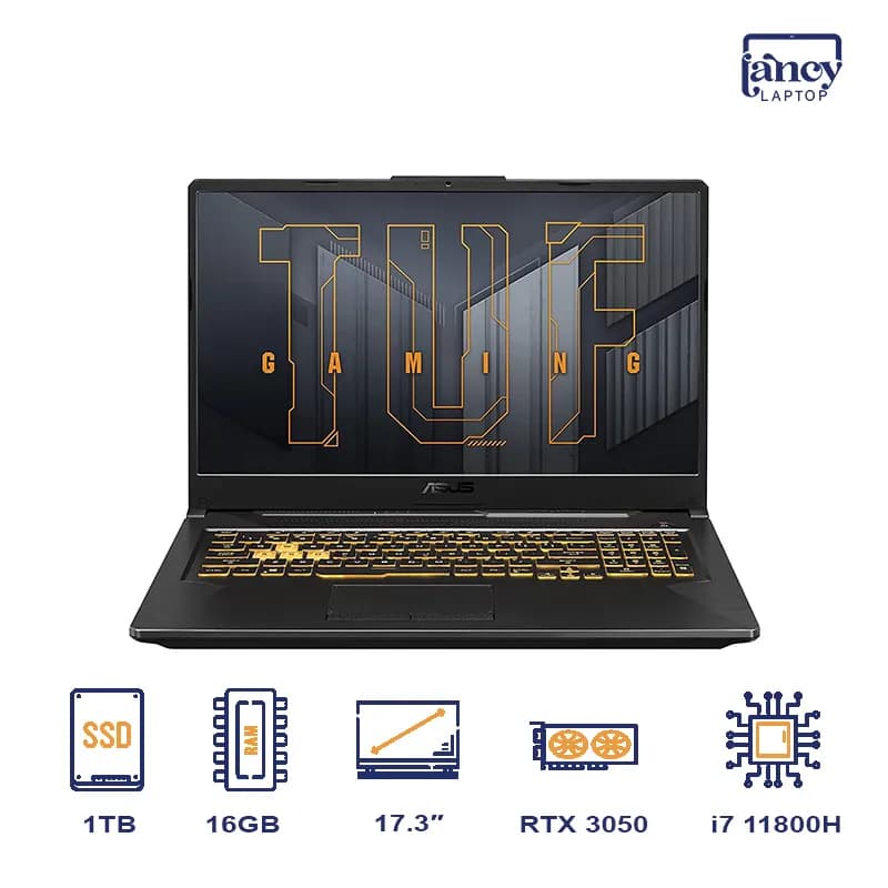 لپ تاپ استوک 17.3 اینچی ایسوس TUF Gaming F17 FX706HEB Core i7-11800H 16GB DDR4 1TB SSD RTX 3050 Ti 4GB FHD IPS 144Hz