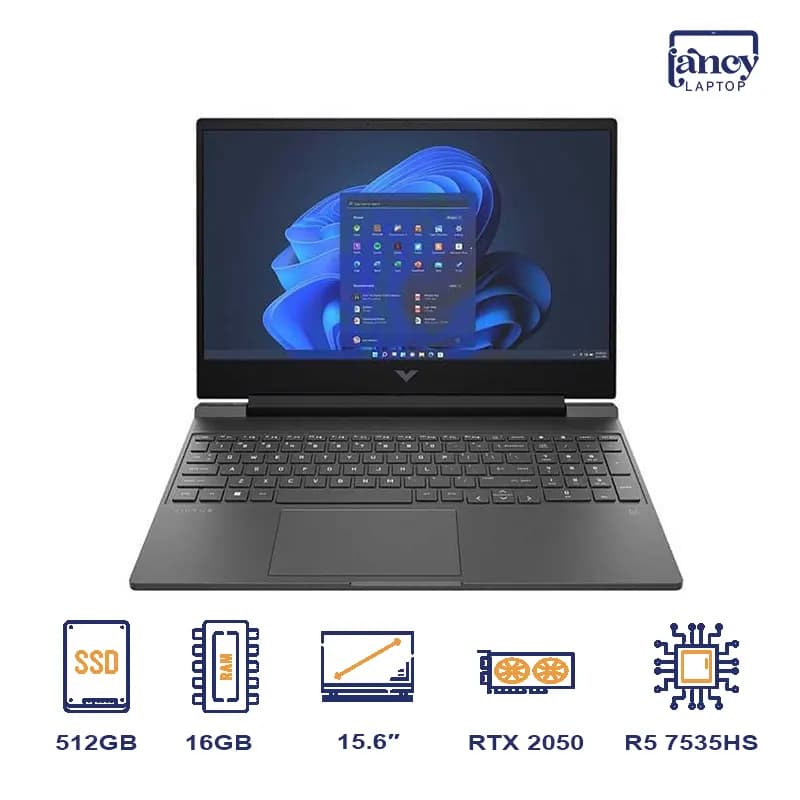 لپ تاپ اپن باکس 15.6 اینچی اچ پی Victus 15-fb1000 Ryzen 5 7535HS 16GB DDR5 512GB SSD RTX 2050 4GB FHD IPS 144Hz