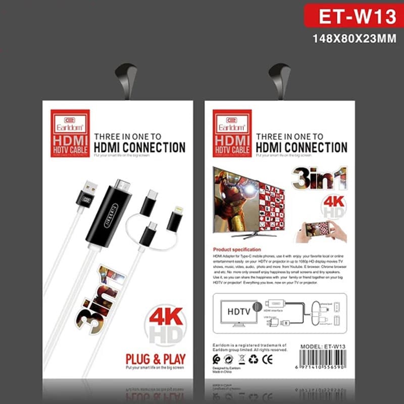 کابل تبدیل HDMI موبایل ارلدام مدل ET-W13 — تصویر ۶