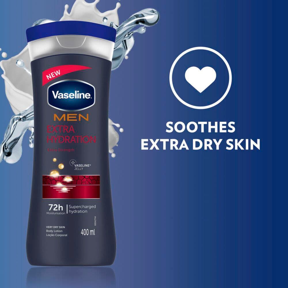 (اصلی/400میل) لوسیون بدن مردانه اکسترا هیدریشن پوست خشک وازلین Extra Hydration Men body lotion very Dry skin Vaseline