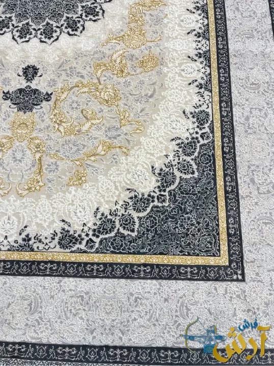 فرش طوسی طلایی 700 شانه گل برجسته طرح آواز — تصویر ۴