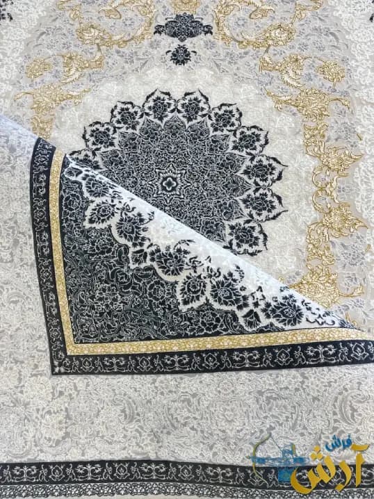 فرش طوسی طلایی 700 شانه گل برجسته طرح آواز — تصویر ۵