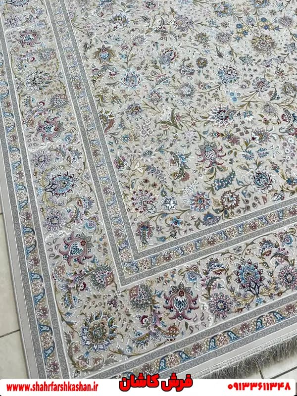 فرش افشان کرم 1500 شانه طرح به گل — تصویر ۱۰