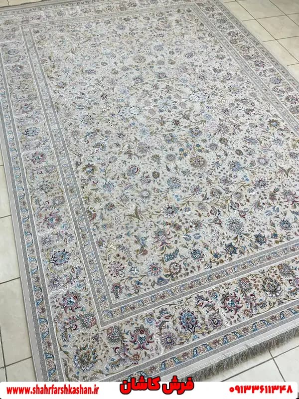 فرش افشان کرم 1500 شانه طرح به گل — تصویر ۹