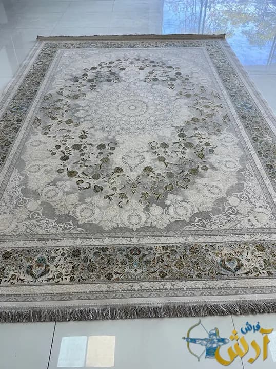 فرش نئوکلاسیک طرح صبا نقره ای 1500 شانه