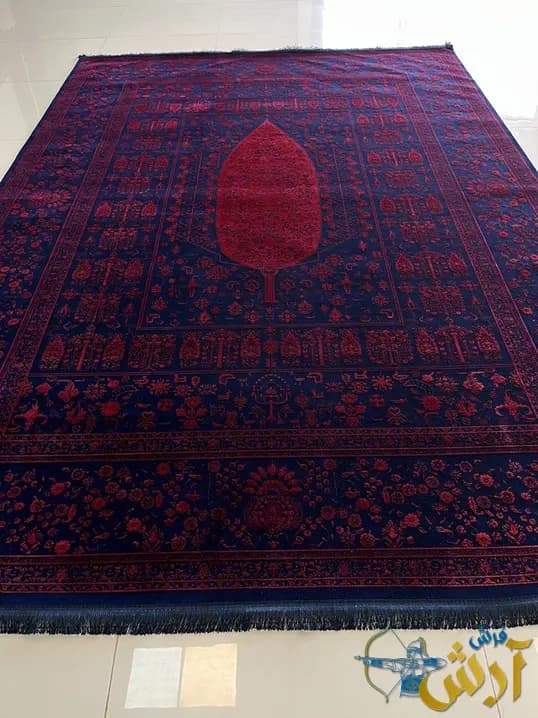 فرش طرح درخت زندگی ماشینی 1200 شانه دیبا لاکی