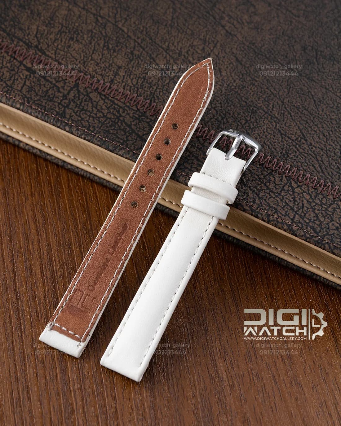 بند چرم ساعت سفید طرح کروکودیل ۱۴ میلیمتر