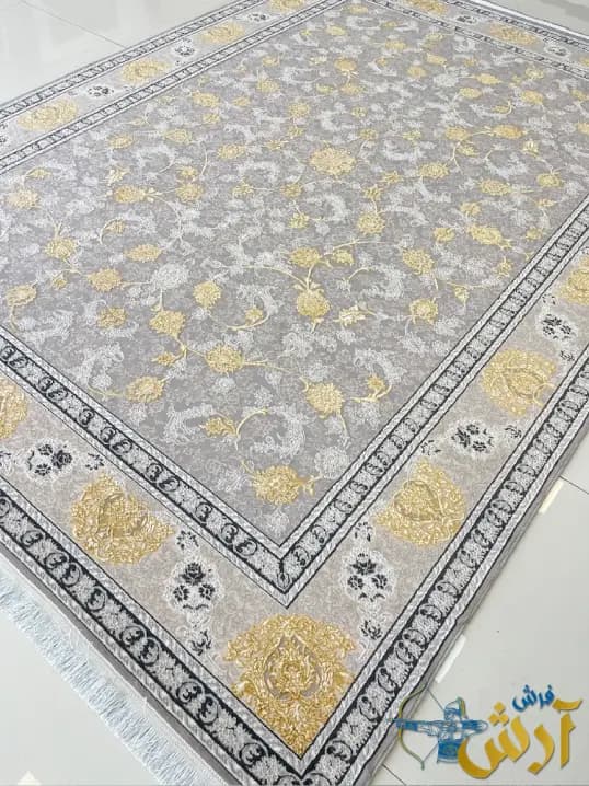 فرش طوسی گل برجسته طرح ساره 700 شانه — تصویر ۲
