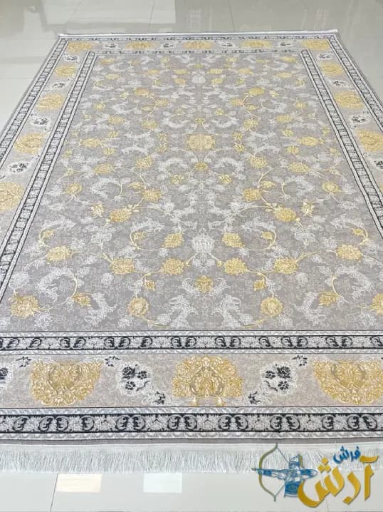 فرش طوسی گل برجسته طرح ساره 700 شانه
