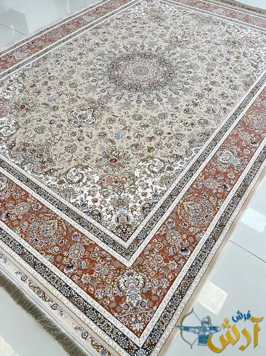 فرش کرم گلبهی طرح هما 1500 شانه — تصویر ۲