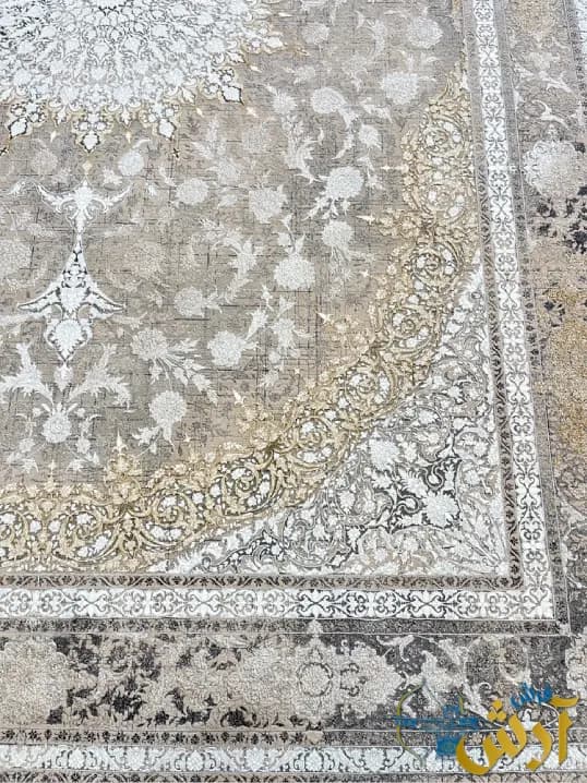 فرش بژ طلایی 1200 شانه طرح شاهانه — تصویر ۴