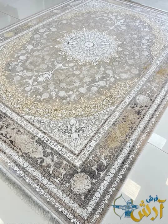 فرش بژ طلایی 1200 شانه طرح شاهانه — تصویر ۲