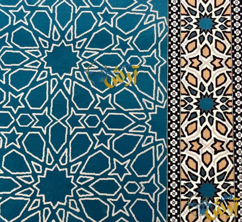 فرش سجاده ای تشریفاتی طرح حراء آبی — تصویر ۳