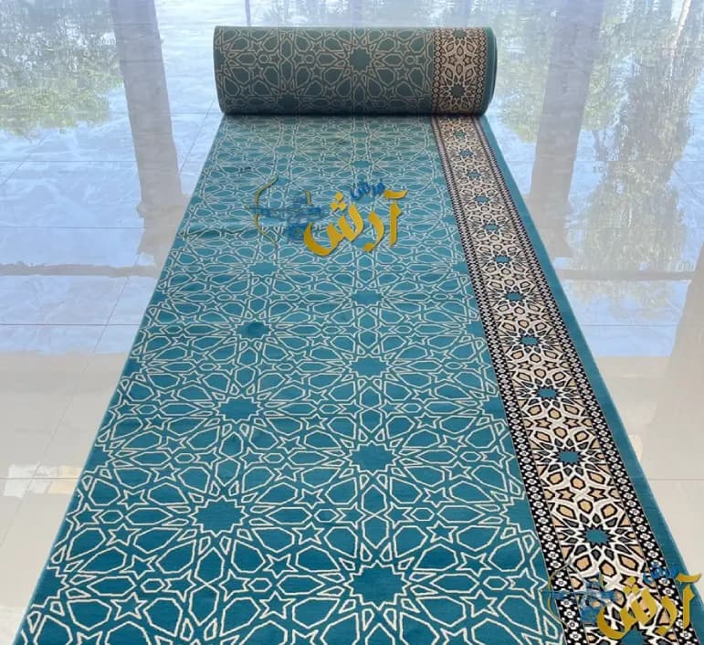 فرش سجاده ای تشریفاتی طرح حراء آبی