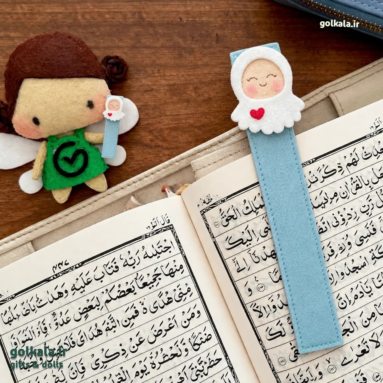نشانگر کتاب و قرآن نمدی گل کالا | بوک مارک هدیه دانش‌آموز مدرسه دخترانه | تکی و بسته ۲۰ تایی — تصویر ۴