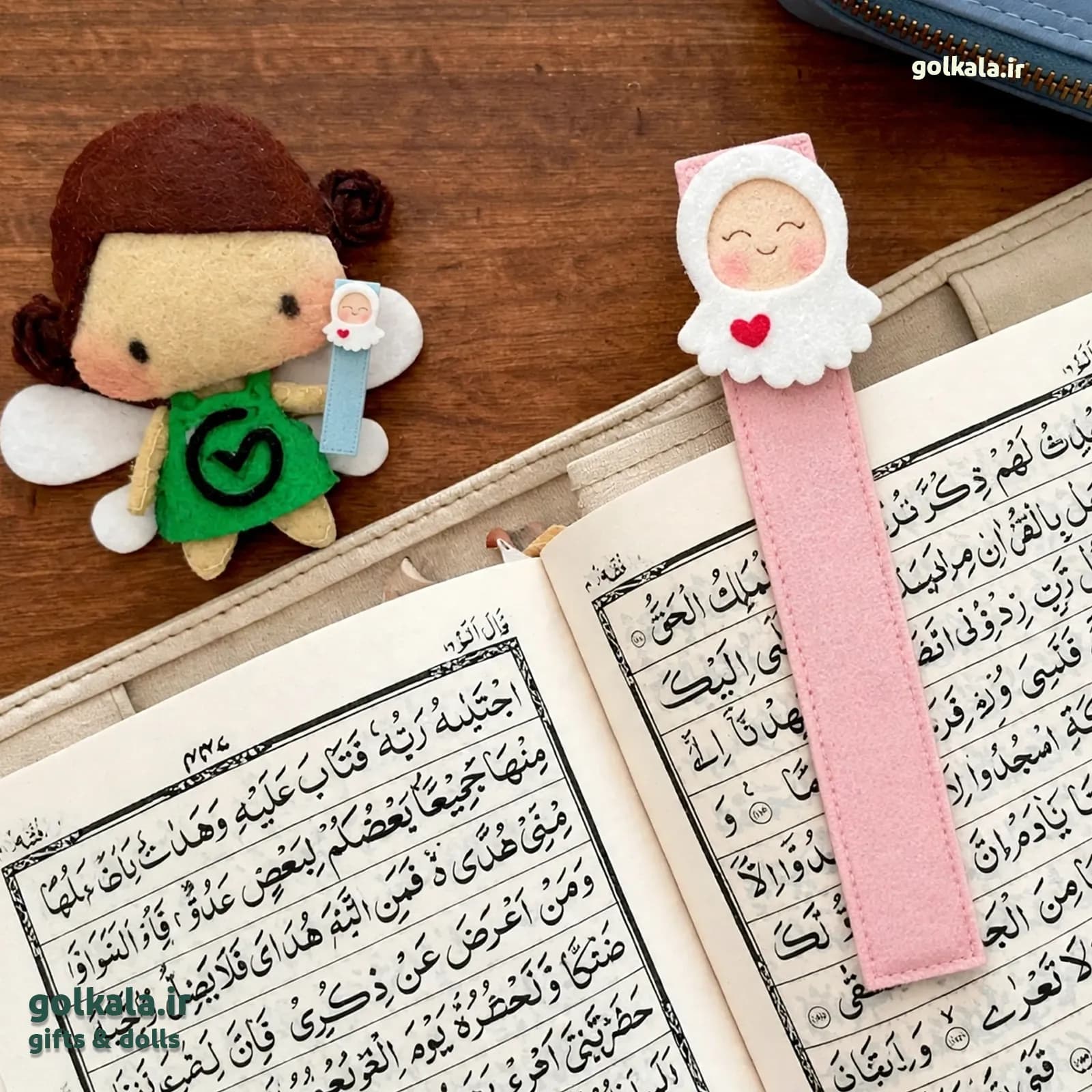 نشانگر کتاب و قرآن نمدی گل کالا | بوک مارک هدیه دانش‌آموز مدرسه دخترانه | تکی و بسته ۲۰ تایی — تصویر ۳