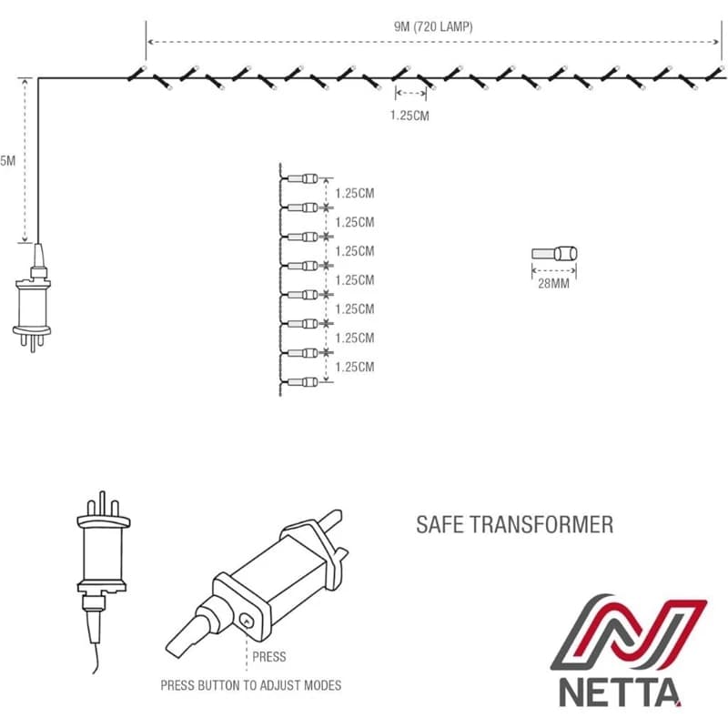 ریسه اورجینال اروپایی برند NETTA مدل 720 LED — تصویر ۲