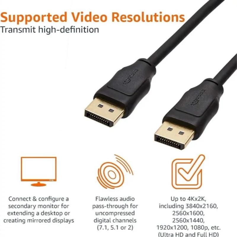 کابل DisplayPort آمازون بیسیکس اورجینال (Amazon Basics) — تصویر ۳