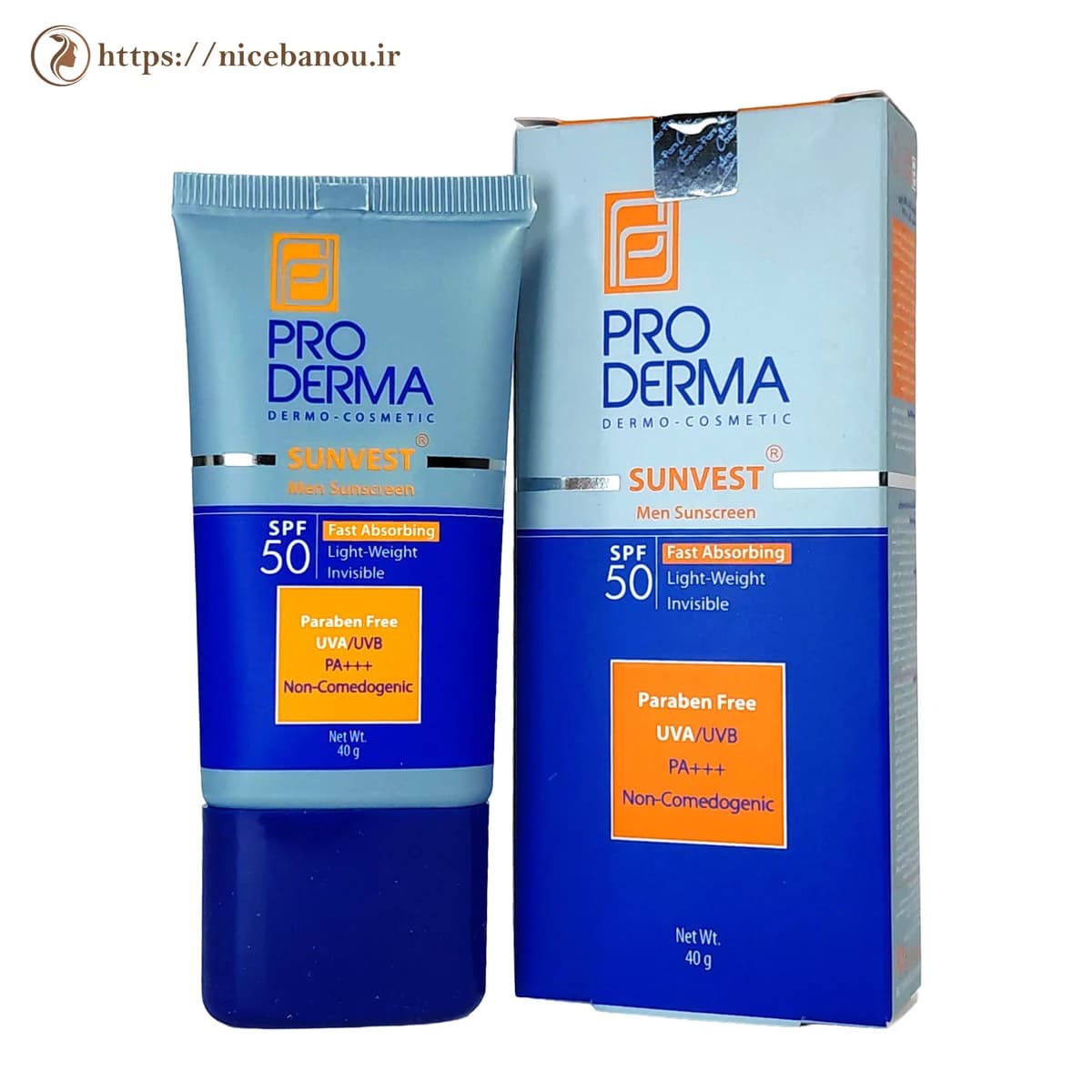 کرم ضد آفتاب مردانه پرودرما مدل Sunvest SPF50 وزن ۴۰ گرم
