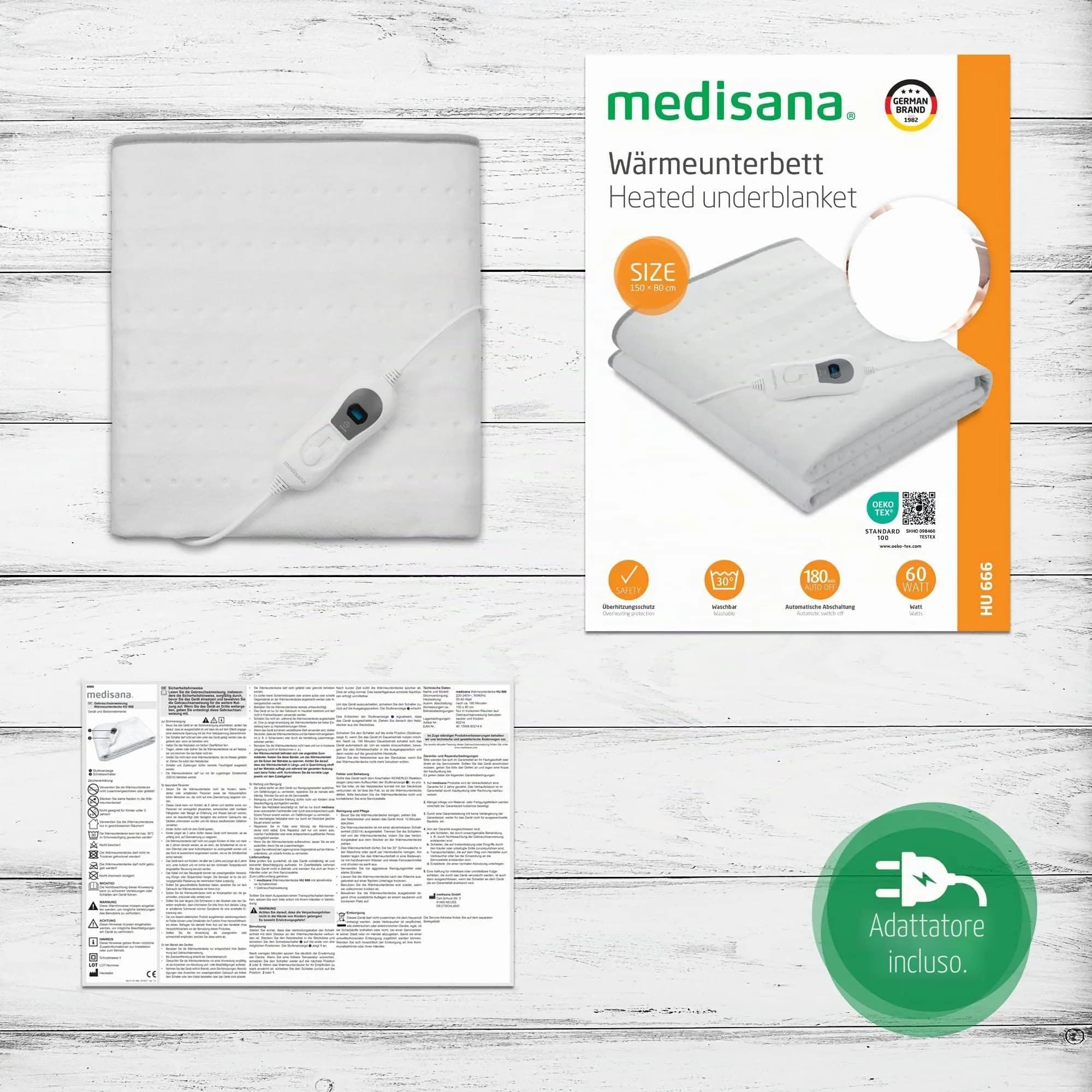 زیرانداز برقی مدیسانا Medisana HU 666 سایز ۱۵۰×۸۰ سانتی‌متر — تصویر ۲