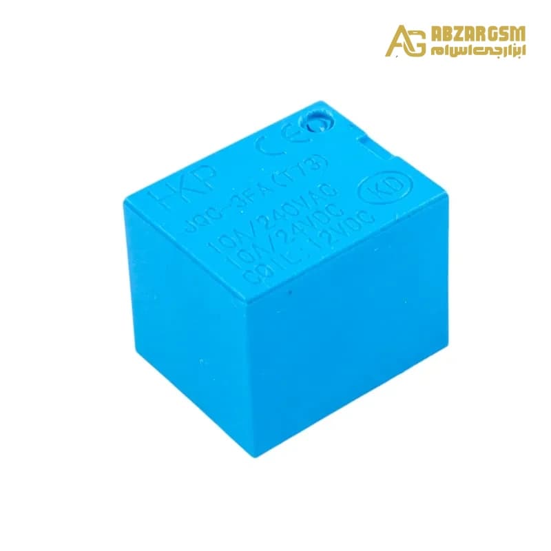 رله 12V-10A پایه میلون T73 تک کنتاکت 4 پین مارک HKP کد JQC-3FA