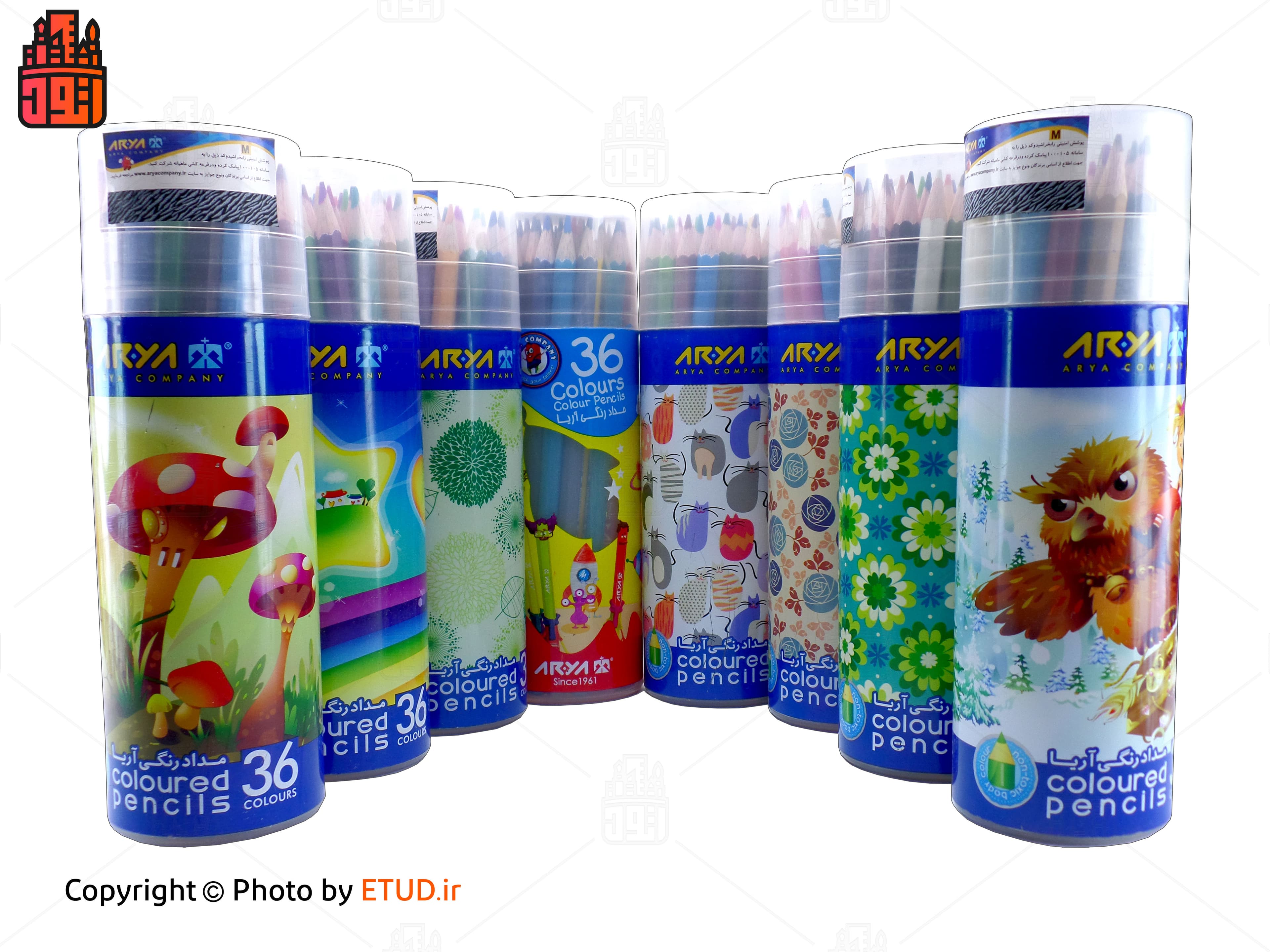 مداد رنگی 36 رنگ استوانه ای آریا مدل 3053 — تصویر ۲
