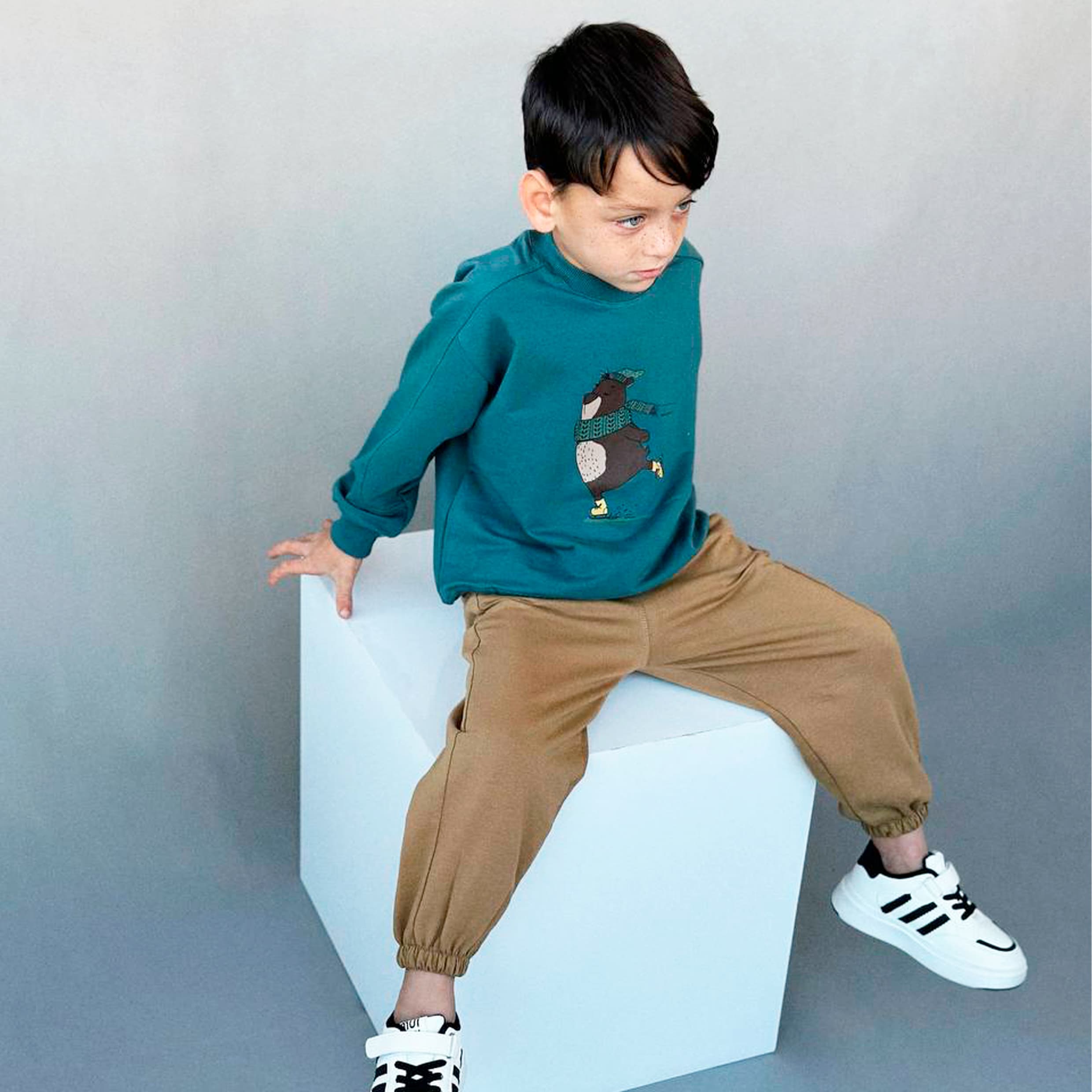 ست چاپدار بچگانه دورس شلوار اسلش خرس اسکیت سوار horskids — تصویر ۲