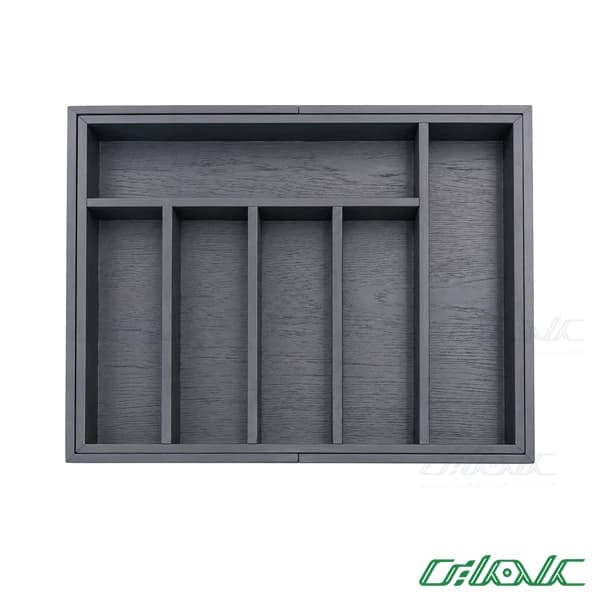 جا قاشق چنگال چوبی رگلاژی اچ تی ان رنگ طوسی عمق ۴۰ مدل HK-132-40