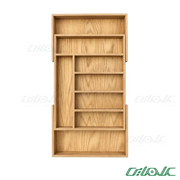 جا قاشق چنگال چوبی رگلاژی اچ تی ان رنگ بلوط عمق ۴۰ مدل HK-136-40 — تصویر ۲