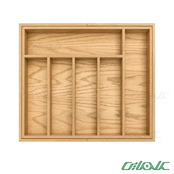 جا قاشق چنگال چوبی رگلاژی اچ تی ان رنگ بلوط عمق ۴۰ مدل HK-136-40