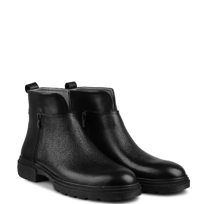 نیم بوت چرم طبیعی مردانه مونو کد J5525-001 رنگ مشکی — تصویر ۲