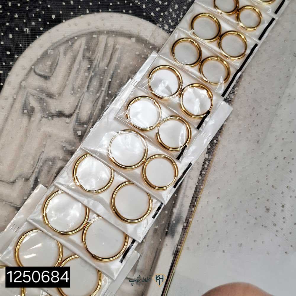 گوشواره استیل حلقه ای میکس ریز طلایی (12جفتی) — تصویر ۲