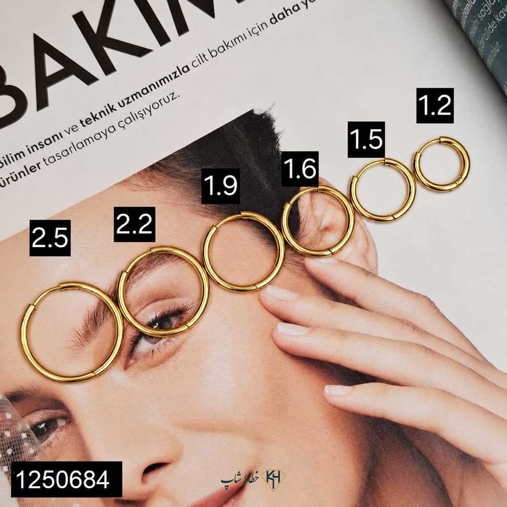 گوشواره استیل حلقه ای میکس ریز طلایی (12جفتی)