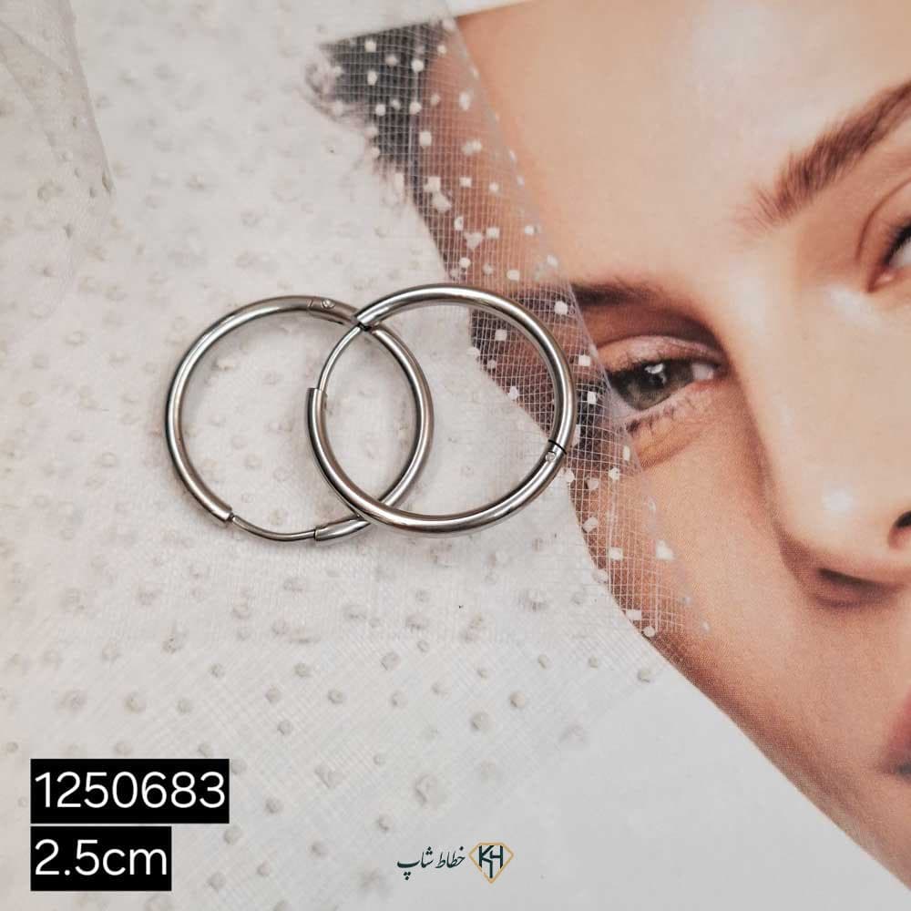 گوشواره استیل حلقه ای میکس ریز سفید (12جفتی) — تصویر ۳