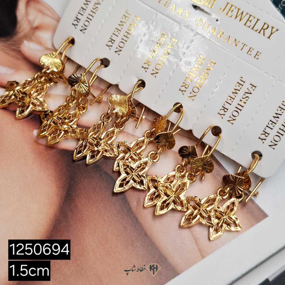 گوشواره CityGold بچگانه گل4وجهی تراش (6جفتی) — تصویر ۲