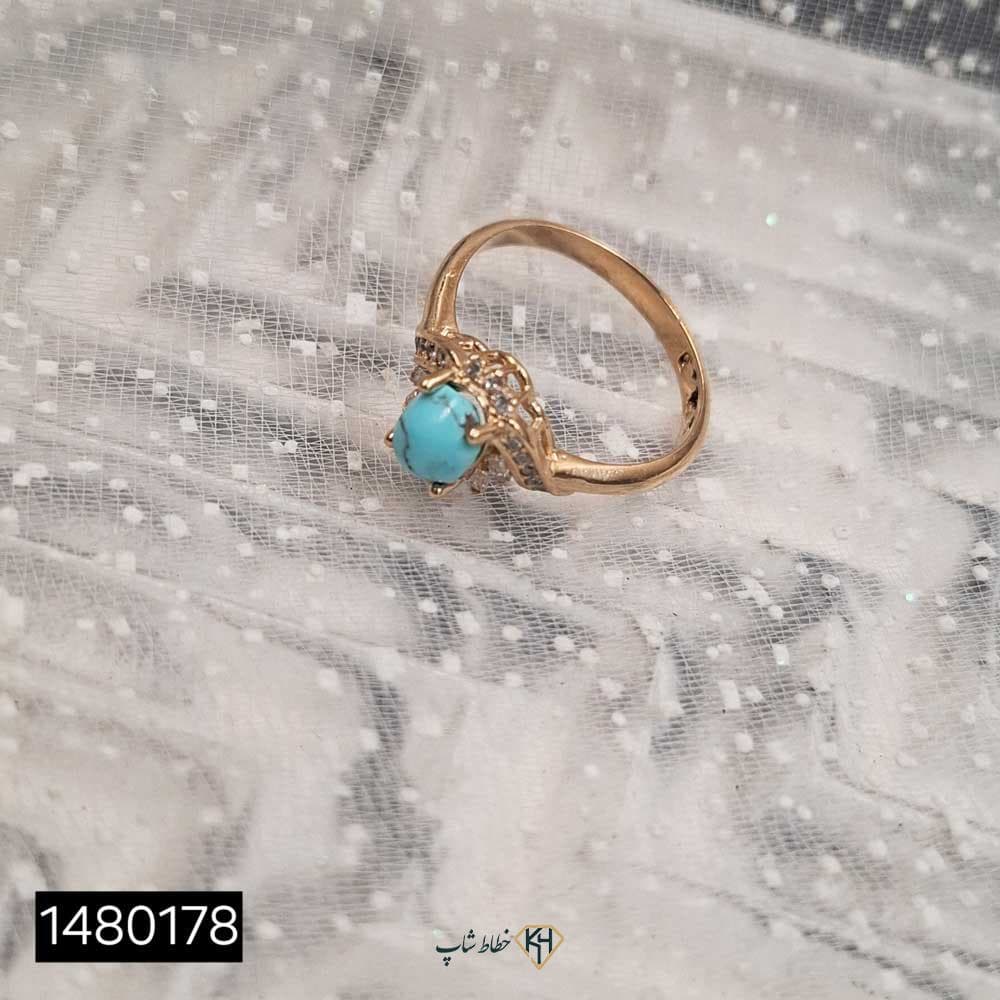 انگشتر طلاروس نگین دار فیروزه نیشابور زنانه میکس2 — تصویر ۸