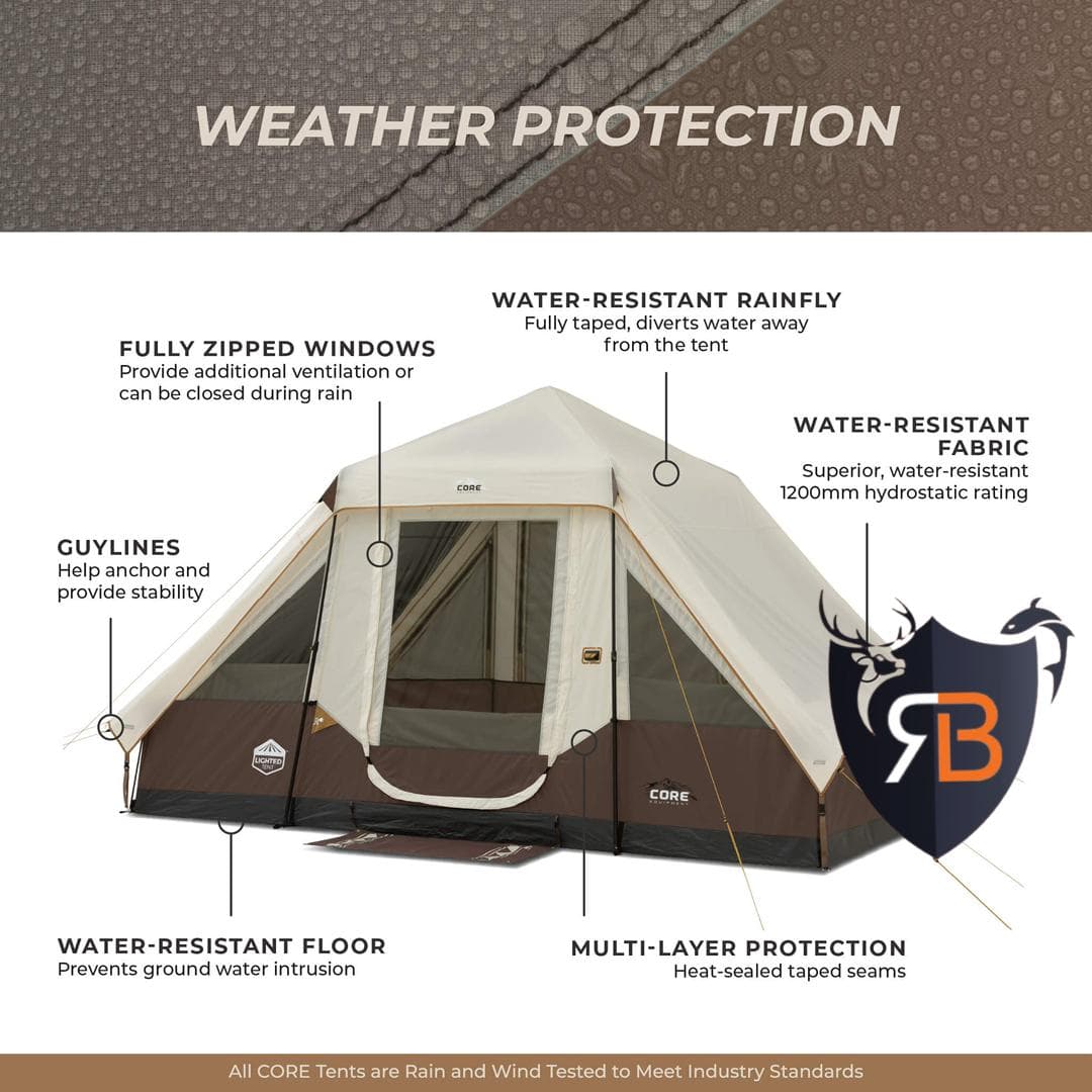 چادر كور مدل لايتدپرميد سرخپوستی چراغ دار CORE 6 PERSON LIGHTED PYRAMID TENT 40395 — تصویر ۴