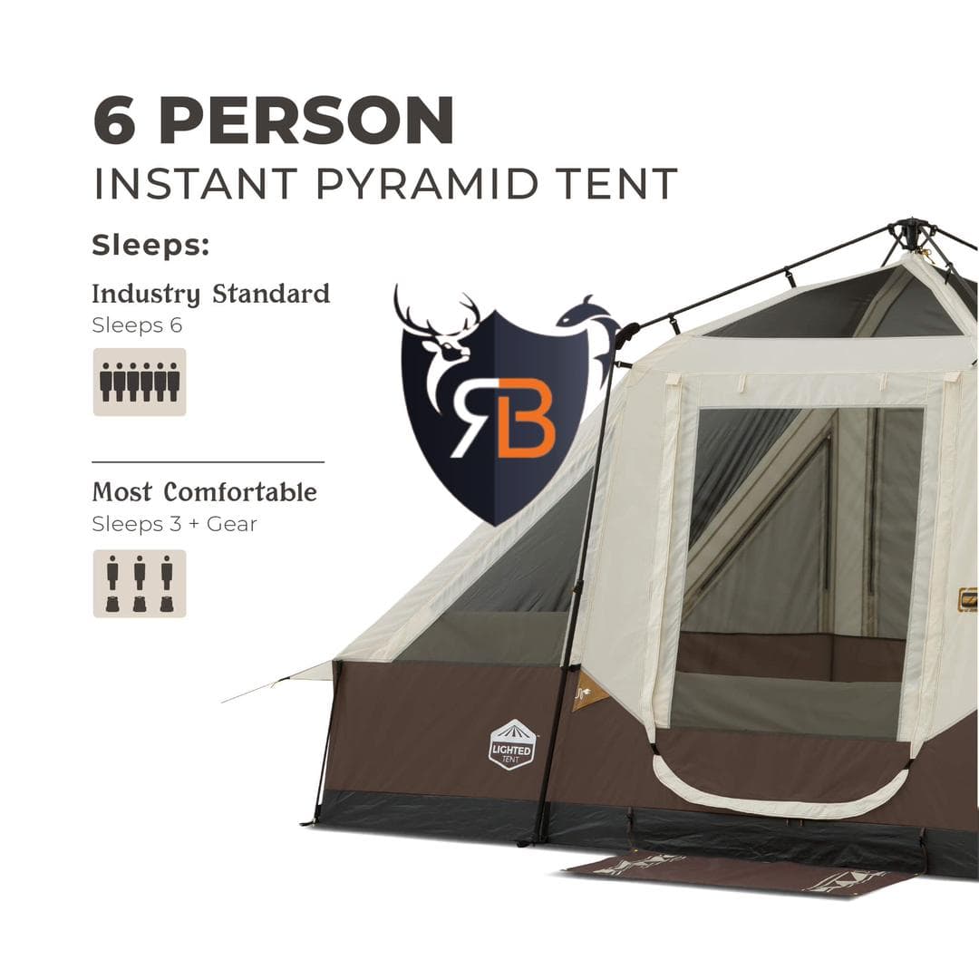 چادر كور مدل لايتدپرميد سرخپوستی چراغ دار CORE 6 PERSON LIGHTED PYRAMID TENT 40395 — تصویر ۵