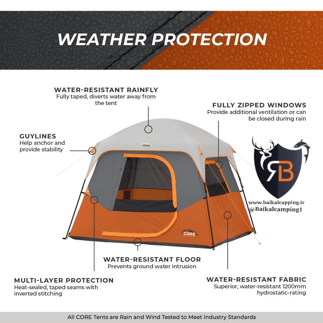 چادر كور CORE 4 PERSON STRAIGHT WALL CABIN TENT 40119 — تصویر ۲