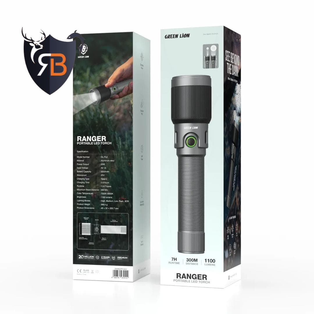چراغ قوه گرین لاین h14 hunter pro GREEN LION RANGER 2000 lumens