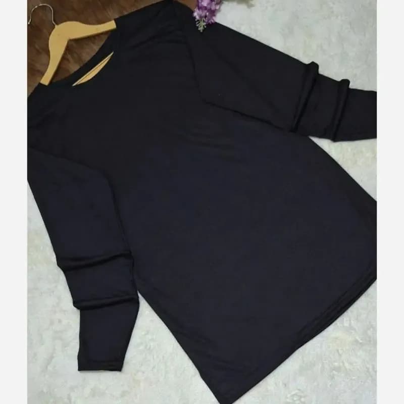 زیر سارافونی آستین دار نخی اسپان رنگ مشکی سایز 1 و 2 — تصویر ۳